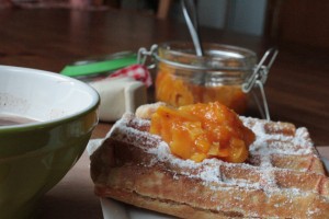 waffles and orange marmalade