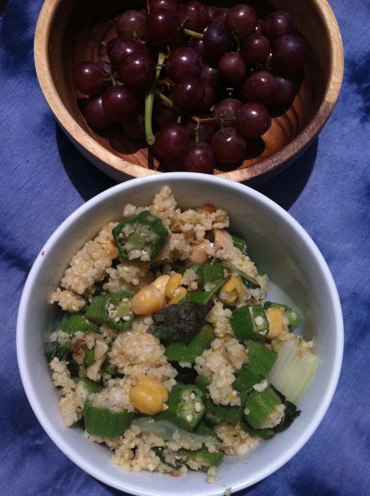 grapes and amaranth with vegetables