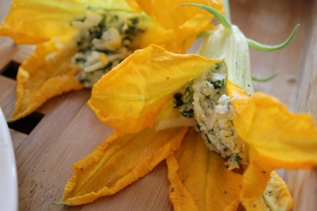 Stuffing zuchini flowers an art of love