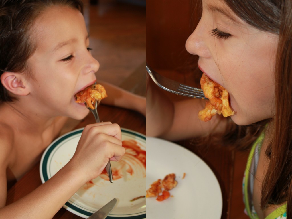 my kids eating their beignets