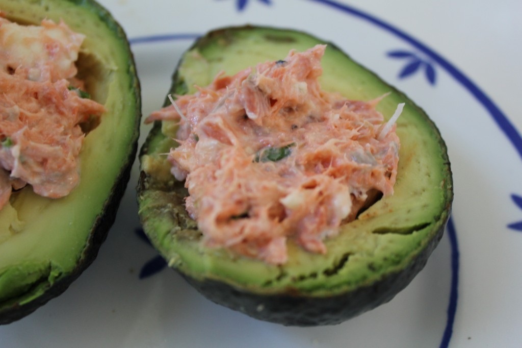 stuffed avocado with salmon spread